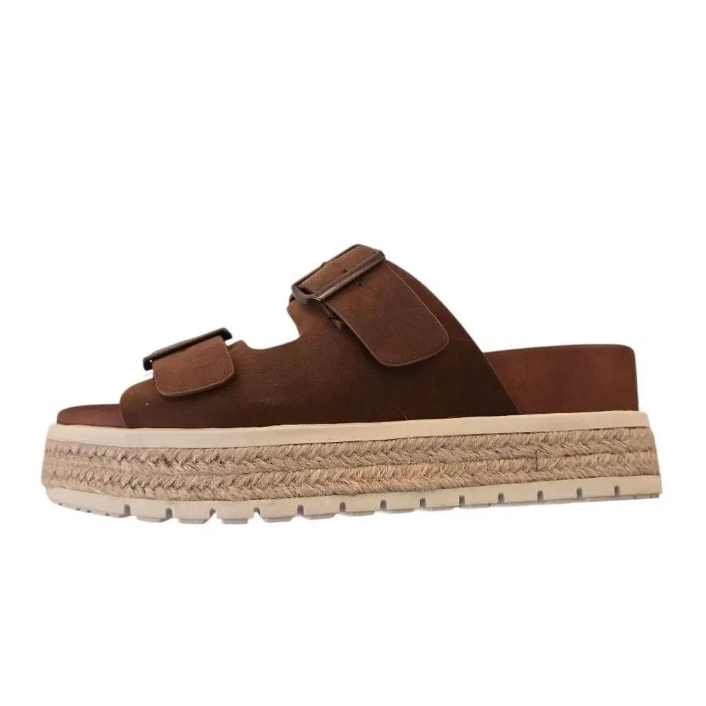 MIA Womens Kely Cognac Dual Strap Slide Espadrille Size 6.5 - Picture 1 of 9